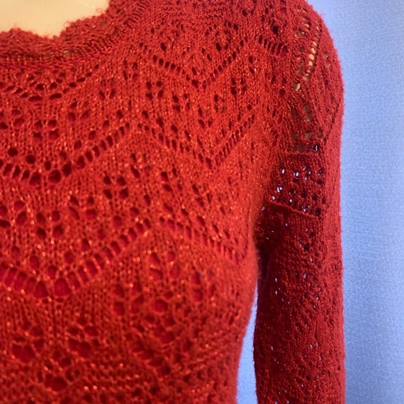 Cat & Jack Red Crochet Knit Sweater Dress Girls XL - Picture 3 of 4